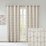 Total Blackout Metallic Print Grommet Top Curtain Panel Pair B035129662