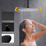 Ceiling Mount Round Shower Combo Set with 10" Rain Shower head and Handheld Shower Head Set with KE-A3585-MB