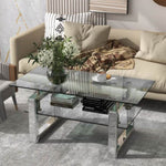 ZUN W 39.4" X D 19.7 " X H 17.7" Transparent tempered glass coffee table, coffee table 05193550