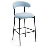 26'' Counter height bar stools Teddy fabric cover kitchen island counter bar stool with black powder 75733996