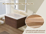 28" Floating Bathroom Vanity With Sink, 0.8-IN Ceramic Sink, Plywood Cabinet with Soft Close Double B2775P577384