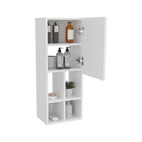 Wall-Mounted Bathroom Cabinet with Door and 4 Open Shelves, White Finish. B128P301383
