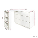 L Shaped Computer Desk with Drawers, Modern Corner Home Office Desk with Reversible Storage Cabinet, W331P286247