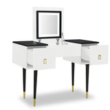 ZUN 43.3" Modern Vanity Table Set with Flip-top Mirror and LED Light, Dressing Table with Customizable WF305842AAA