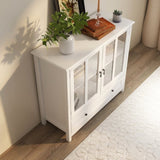 Buffet storage cabinet with double glass doors and unique bell handle W28227723