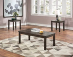 ZUN Espresso Color 3pc Coffee Tables Set Classic 1x Coffee Table and 2x End Tables Living Room Furniture B011P237480