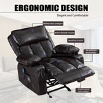 ZUN Recliner Chair Heating massage for Living Room with Rocking Function and Side Pocket W1807103693