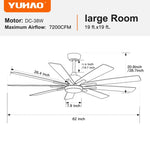 ZUN Mordern Farmhouse 62 In Black Ceiling Fan with Smart App and Remote Control W1367141498