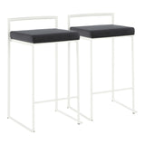 Fuji Contemporary Stackable Counter Stool in White with Black Velvet Cushion by LumiSource - Set of B202P221935