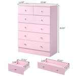 ZUN Modern Simple 6-Drawer Dresser Pink 28507163