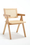 ZUN Hengming Cane solid wood dining chair, hand made cane armchair, suitable for living dining W212106069