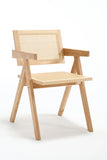 ZUN Hengming Cane solid wood dining chair, hand made cane armchair, suitable for living dining W212106069