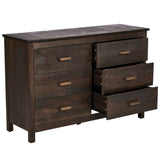 Brown MDF with solid wood veneer 120*40*80 Double row six drawer chest of drawers 88787047