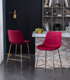 ZUN Aufurr Modern Velvet 26.50 Counter Height Stool, Set of 2, Red T2574P164830