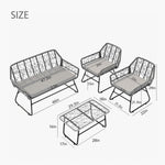 ZUN Outdoor Furniture 4 Piece wicker patio furniture set,glass table,With cushion,Suitable for patio, W2071P281624