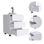 ZUN Artemisa 3 Drawer Filing Cabinet, Four Casters, Superior Top -White B20091891