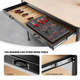 63" Tools Cabinet Working Tables Workbench Tool Storage Workshop Table with Drawers and Pegboard W2079P185202