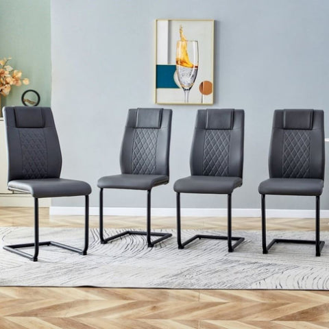 ZUN Modern dining chair with faux leather cushioned seats - dining chair with metal legs, suitable for W1151112848