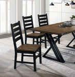 ZUN Industrial Style Dining Room Side Chairs Set of 2pc Chairs Black and Dark Oak Finish Wooden Seat B011P208970