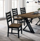 ZUN Industrial Style Dining Room Side Chairs Set of 2pc Chairs Black and Dark Oak Finish Wooden Seat B011P208970