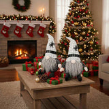 2 PCS Set Christmas Gnome Figures Dcor 10.2x5.5x23.5 inches, Featuring Fabric Sitting Gnomes with 32892440