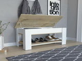 Karmen 1-Shelf Lid Top Storage Table Light Oak and White B06280111