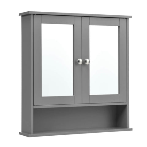 ZUN Gray bathroom cabinet with mirror 41387584