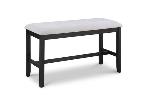 ZUN 1pc Black/Light Gray Counter Height Bench Dining Room Linen Look Fabric Upholstery Kitchen Dining B011P257338