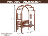 6.8FT Wooden Arch with Bench for 2 People, Garden Arbor Trellis for Climbing Plant, Outdoor Garden 45167826