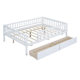 Full Size Daybed Wood Bed with Two Drawers , White WF301868AAK