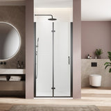 Bifold swing double glass panel shower door 30 in.W x 72 in.H,adjustable frameless shower door with W2269P249433