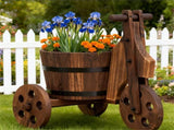 Wooden Raised Garden Bed Farmhouse Style Wooden Plant Trolley, Metal Band Reinforced Decorative 60355224