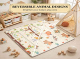 79" x 71" Reversible Baby Play Mat, Foldable & Thick Floor Mat with Giraffe & Woodland Animals 50695452