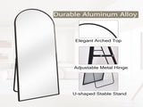 21"x64" Arched Full Length Mirror Full Body Free Standing Floor Mirror, Black 47361208