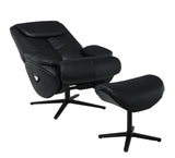 Black Motion Swivel Accent Chair with Ottoman B062P215445