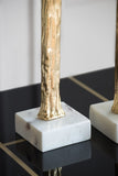 ZUN 5.5x5.5x32" Elongated Gold Roman Statue on White Marble Base W2078P172357