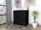 Georgia Three Drawer Dresser, Metal Handles, Superior Top -Black B20092062