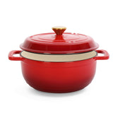 Cast iron 5QT cooking pot - Gradient red - Includes two silicone gloves - Enamel pot 72490556