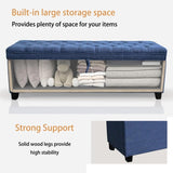 ZUN 55.3 Inch Extra Long Storage Ottoman Entryway Bench with Flip Top Storage Chest with Padded Seat Bed W1435P163386