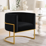 ZUN Upholstered Velvet Accent Chair with Golden Metal Stand,Mid-Century Living Room Leisure Chair with W2186137441