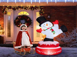 4.8FT Lighted Christmas Inflatable Decoration, Large Rotating Snowman with Motor, Funny Blow Up Yard 74523647