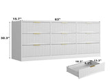 White 9 Drawer Dresser, 63" Large Deep Chest of, Wooden Dresser Storage Cabinet with 9 W409P307539
