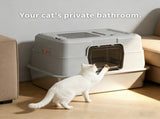 Thick stainless steel fully enclosed grey cat toilet, sturdy, bite proof, leak proof, providing 31549152