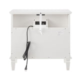 Open Space and 2 Drawers Dresser Nightstand with Charging Station, Farmhouse End Table with USB W1693P216932