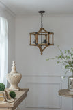 3 - Light Wood Drum Chandelier, Hanging Light Fixture with Adjustable Chain for Kitchen Dining Room W2078137925