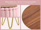 Faux Fur Storage Ottoman Vanity Stool with Metal Legs & Anti-Slip Feet Footstool for Bedroom 62778415