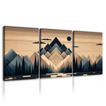 ZUN 3 Panels Framed Abstract Wood Grain Boho Style Mountain & Forest Canvas Wall Art Decor,3 Pieces W2060P155381