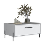 ZUN Coffee Table 15.6" H, 1 shelf, 4 legs, White B097P250876