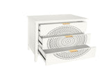 3 Drawer Cabinet with Hollow-Carved 3 Drawer Dresser Storage Chest with Metal Handles For Entryway W688138992