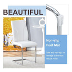 ZUN Set of 2 dining white dining chair set, PU material high backrest seats and sturdy leg W1151P203805